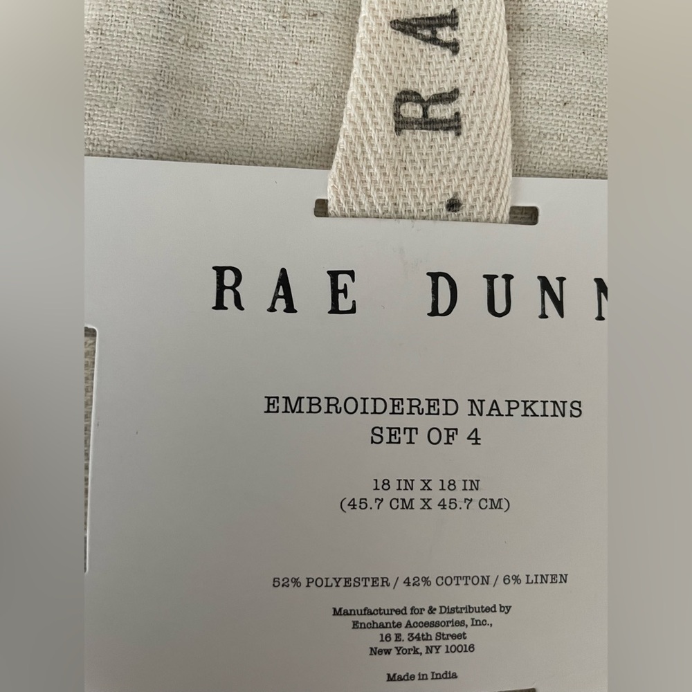 Rae Dunn Love Embroidered Napkins in Cream and Black - Picture 4 of 4